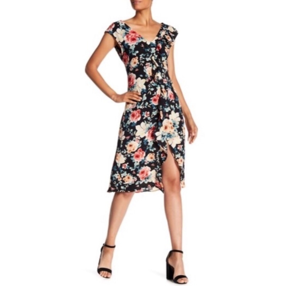 Spirit of Grace Floral Ruffle Trim Hi-Lo Dress NWT